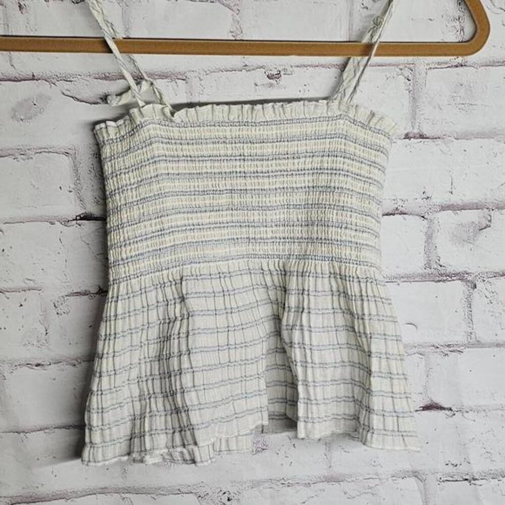 LA Hearts Cream and Baby Blue Halter Top